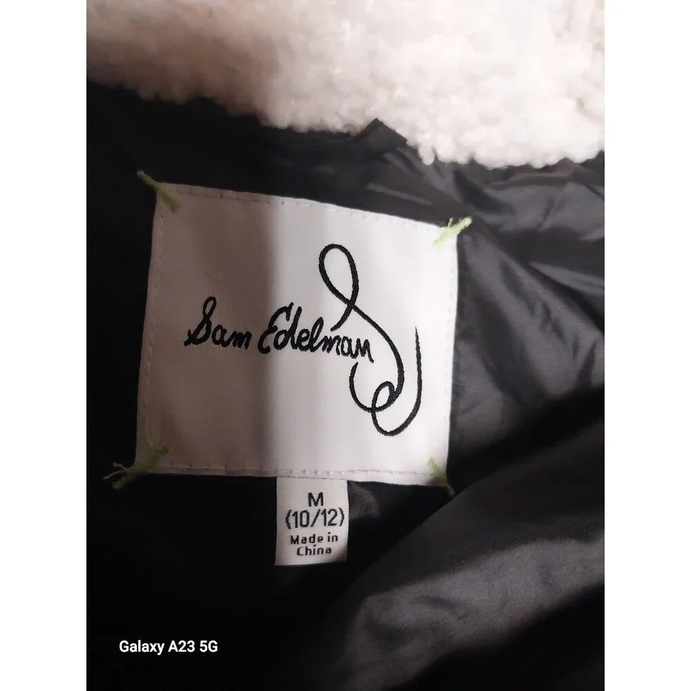 Sam Edelman girl's puffer jacket sherpa trim MEDIUM 10/12 black